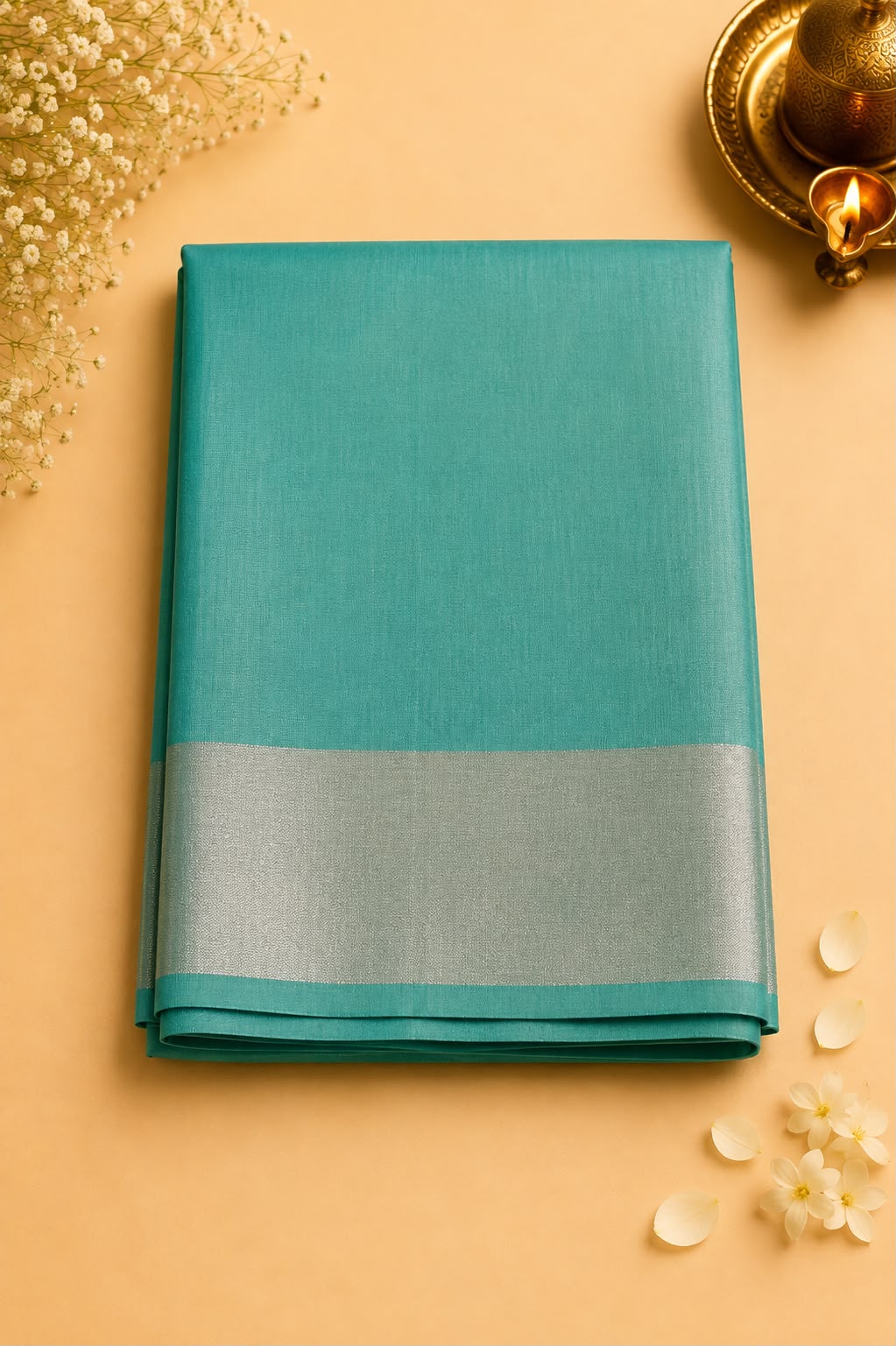 Saanjh Soft Cotton Saree (Mint)