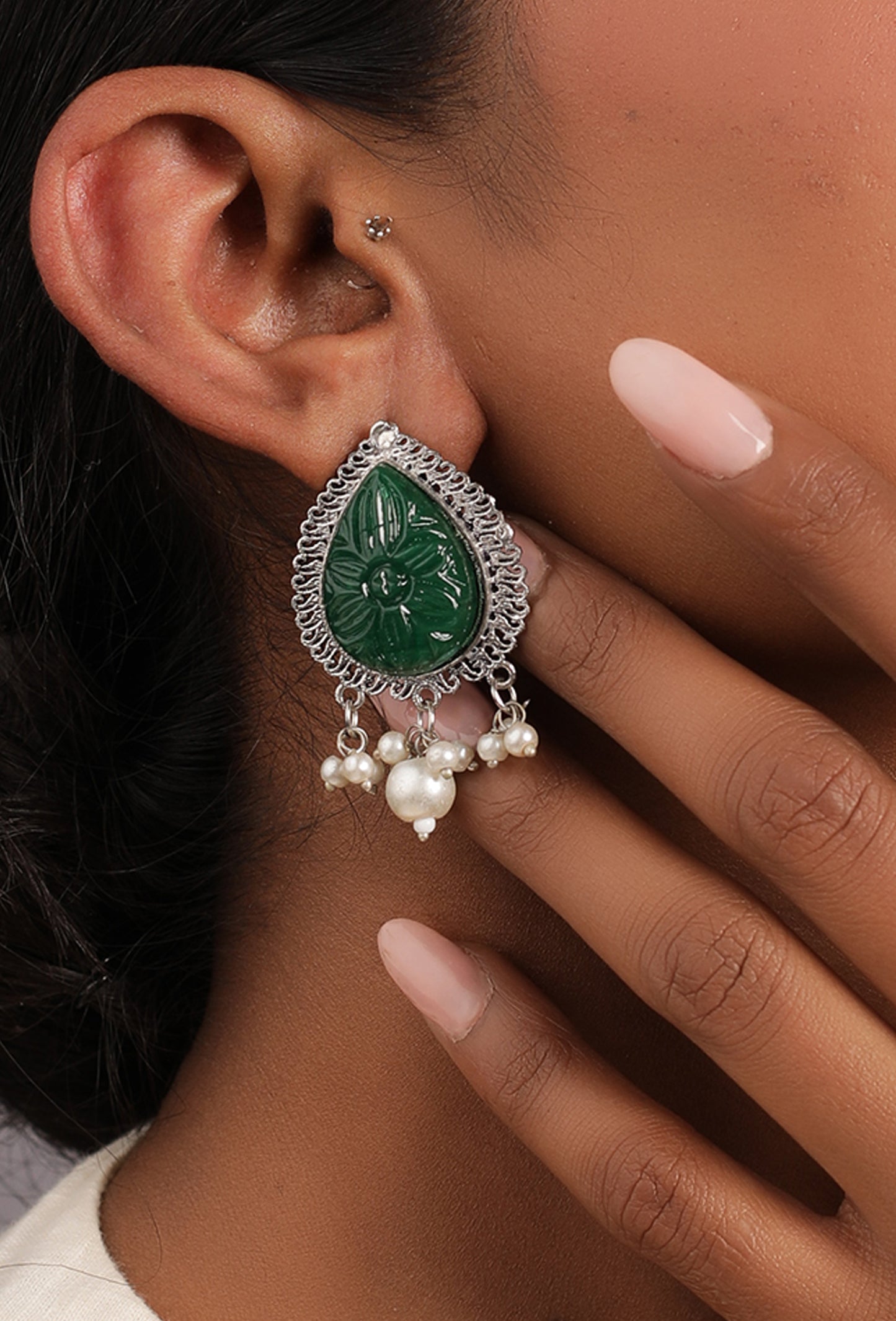 The Carmine Bettle Earrings in Green
