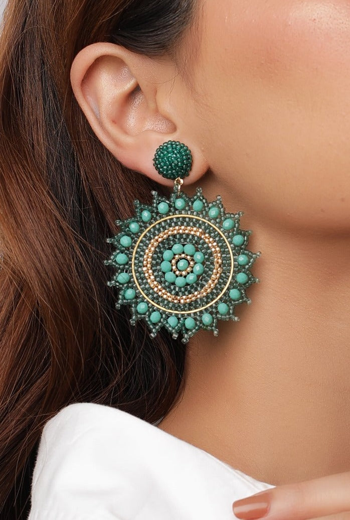 The Green Acrons Beaded Earrings
