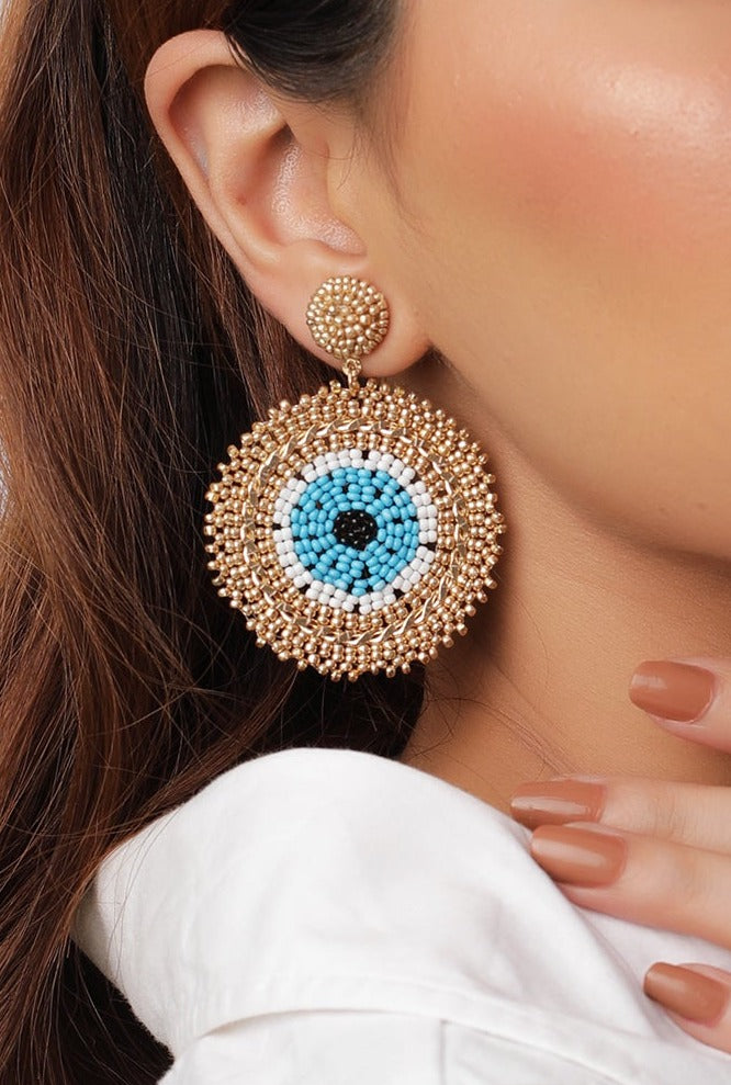 The Ocean Blue Acron Beaded Earrings