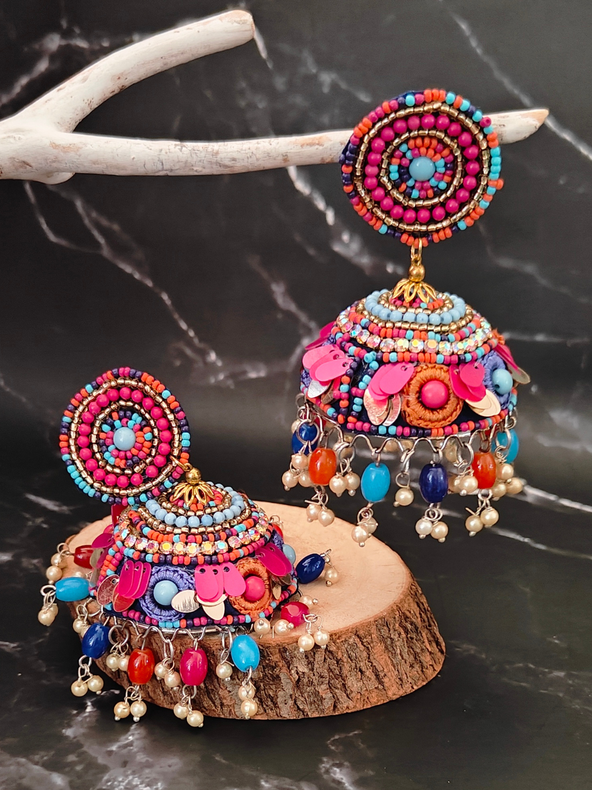 The Colored Beaded Cove Jhumka