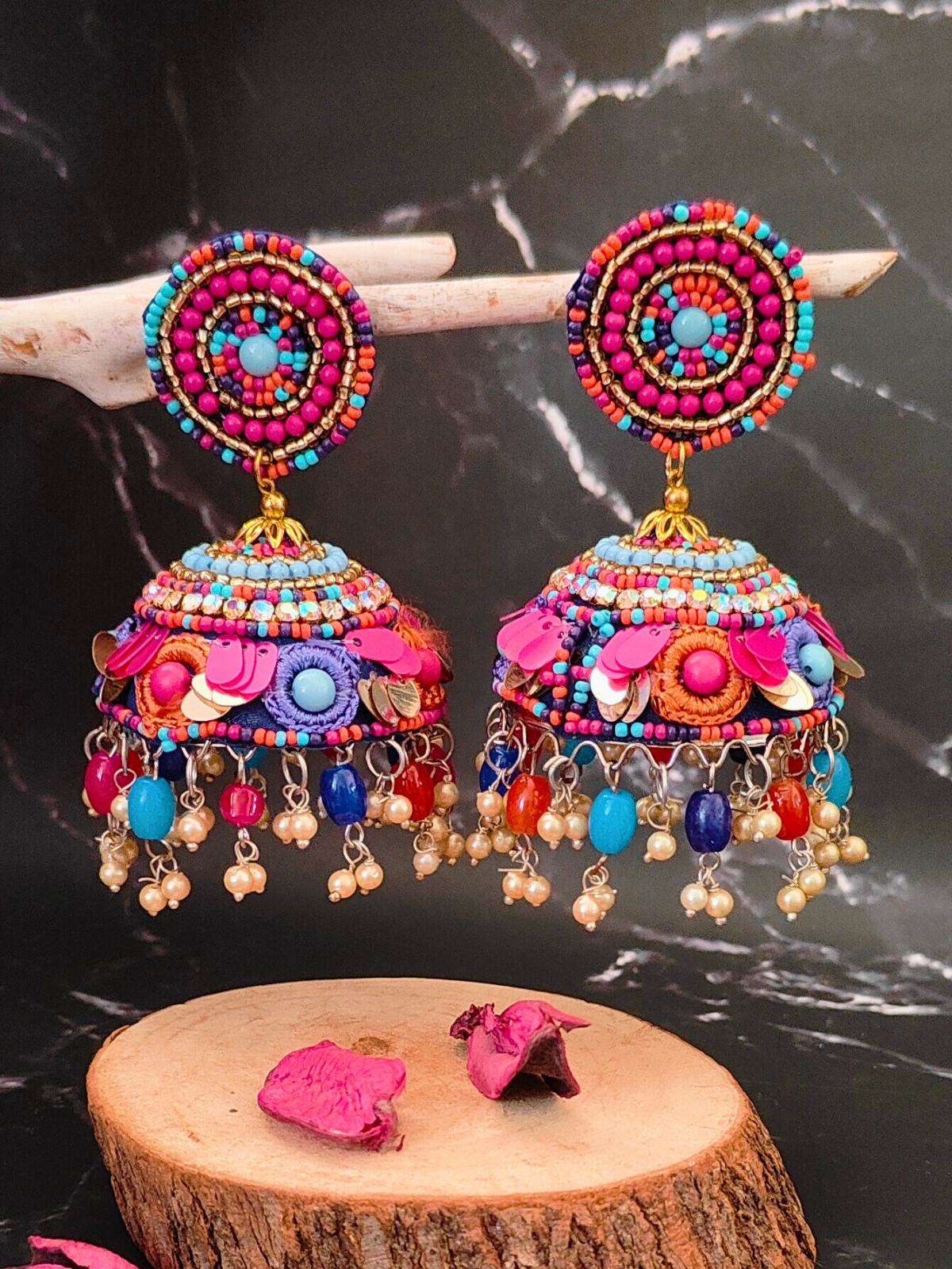 The Colored Beaded Cove Jhumka