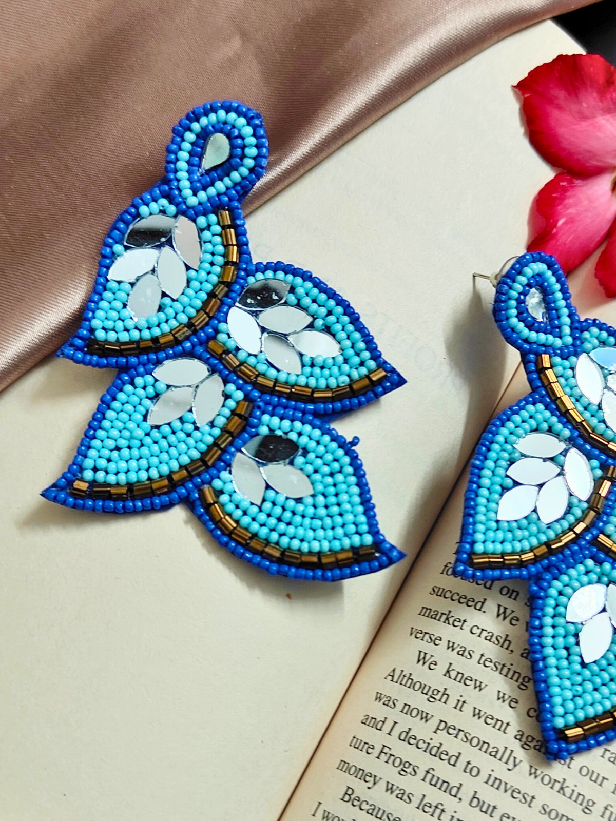 The Beady Crumb Earrings in Shades of Blue