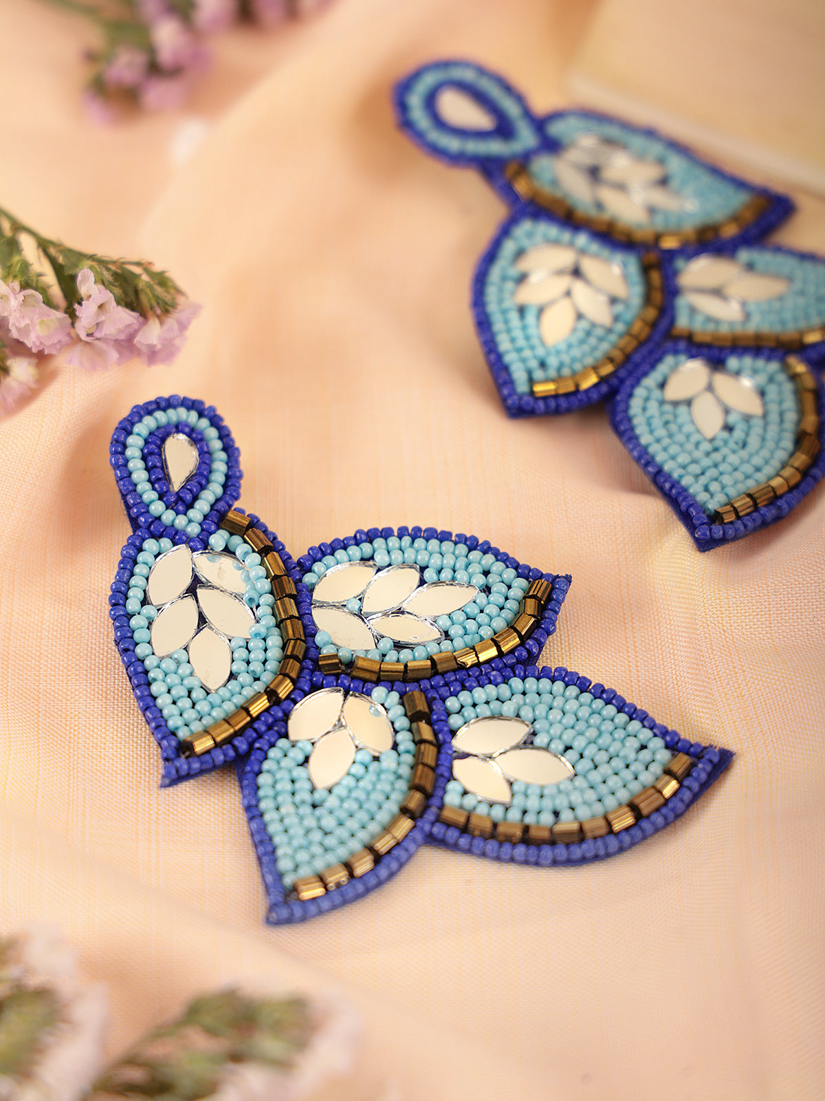 The Beady Crumb Earrings in Shades of Blue