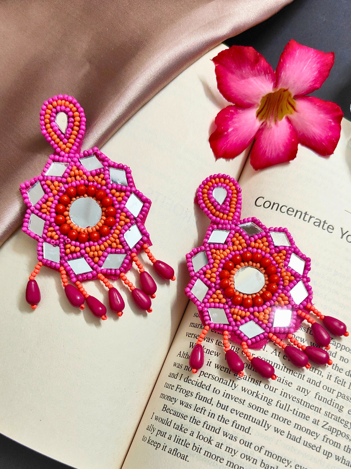 Pink and 2025 orange earrings