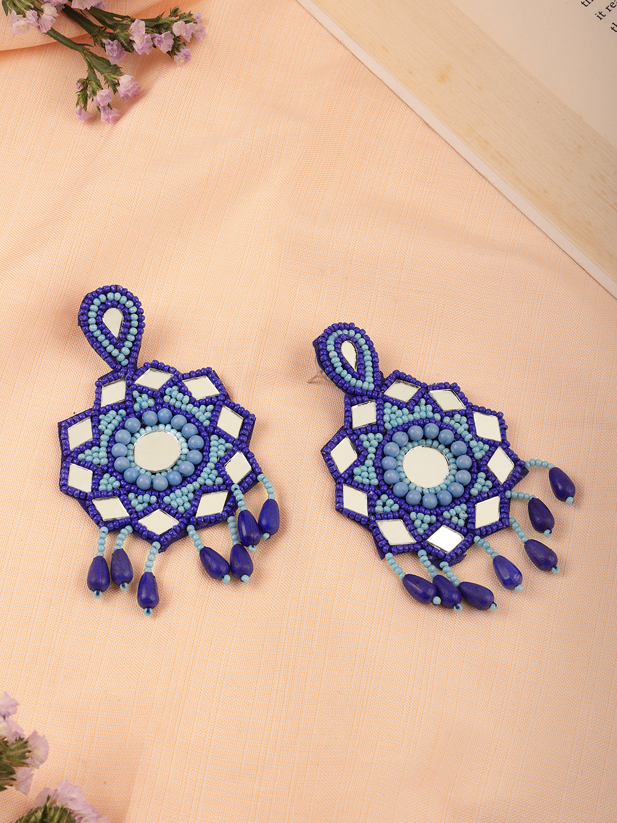 The Beady Fauxy Diamonds Earrings in Shades of Blue