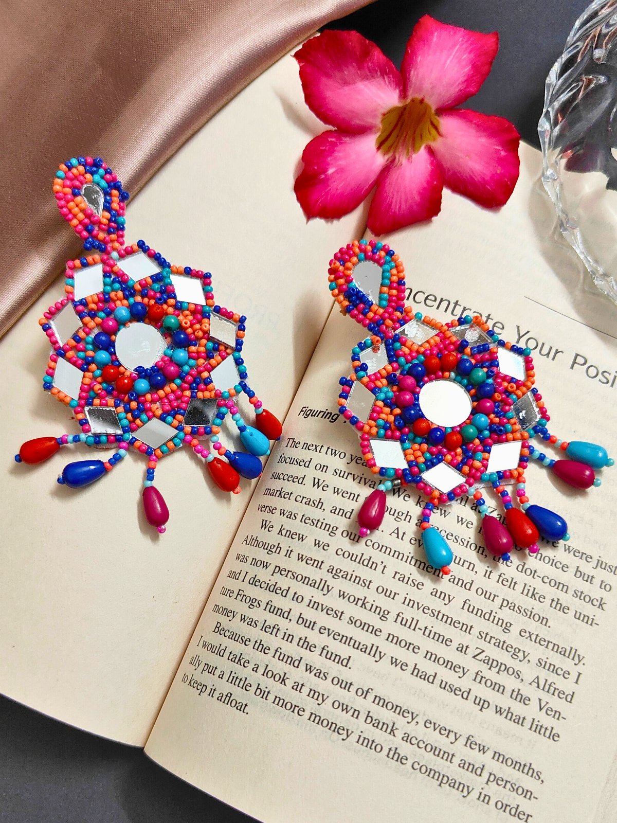 The Beady Fauxy Diamonds Earrings in Multicolor