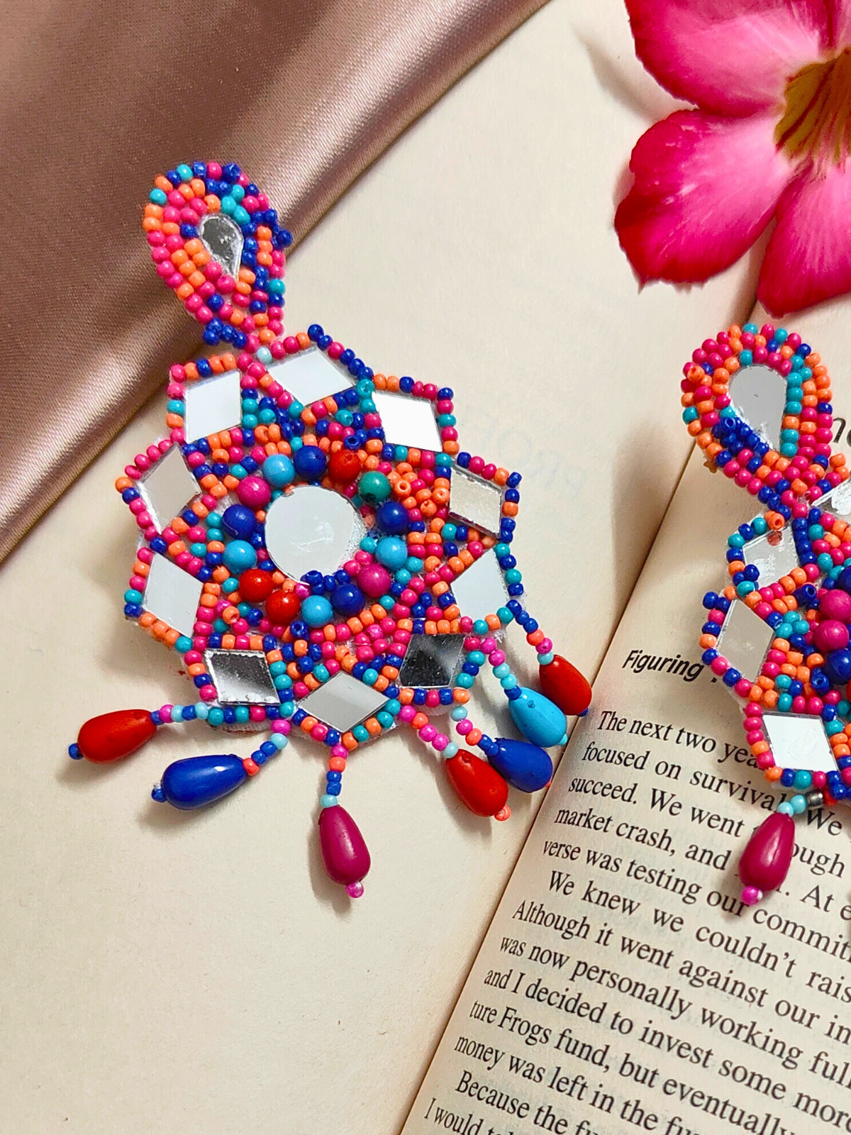 The Beady Fauxy Diamonds Earrings in Multicolor