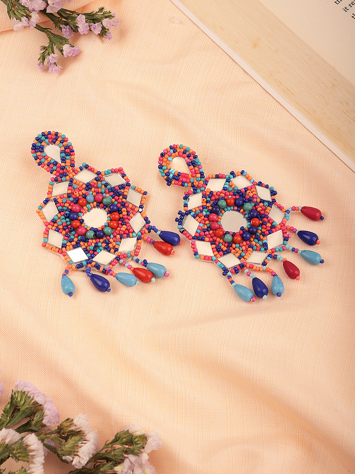 The Beady Fauxy Diamonds Earrings in Multicolor