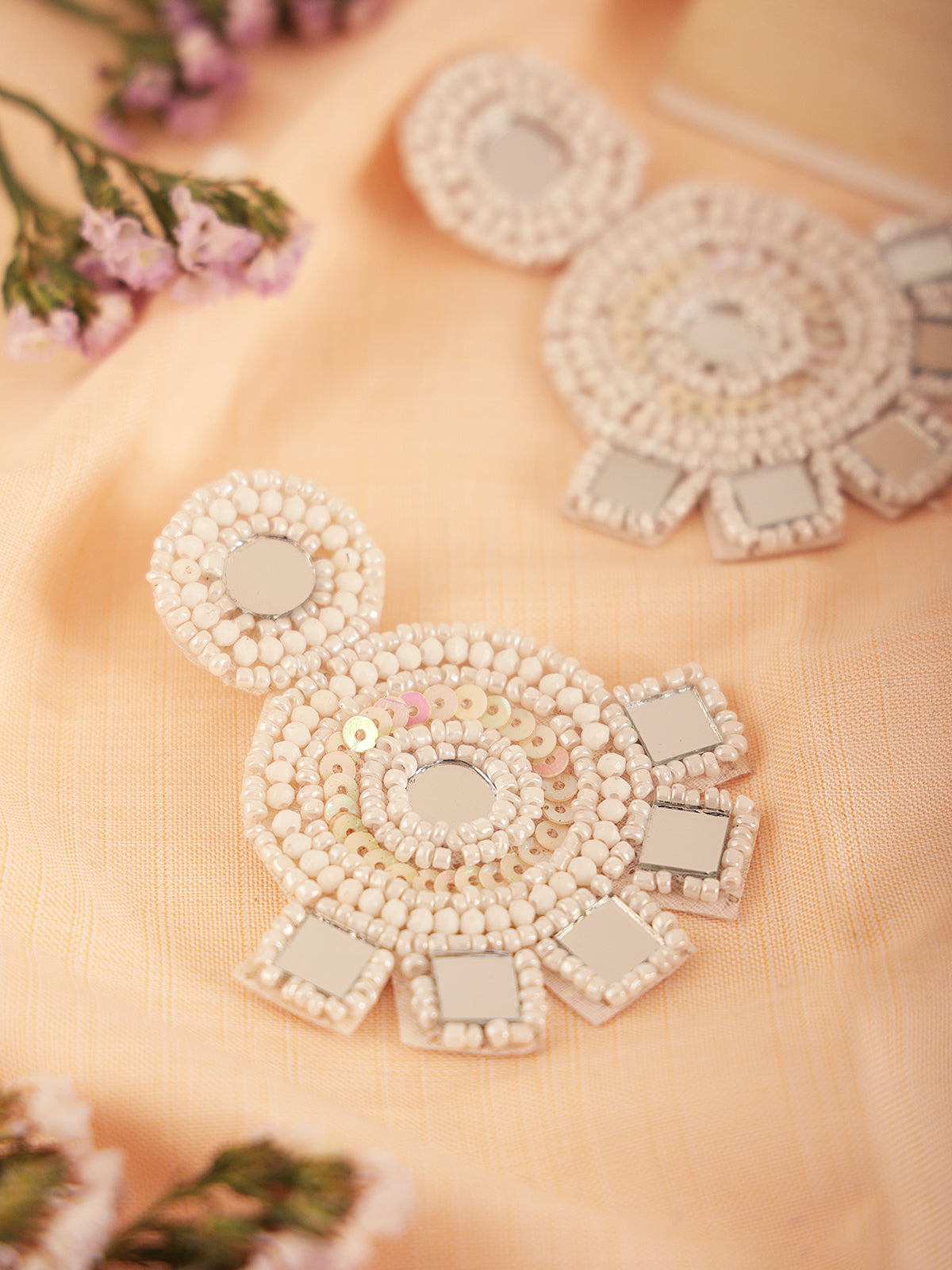 The Glossy Coral Abundance Earrings in White