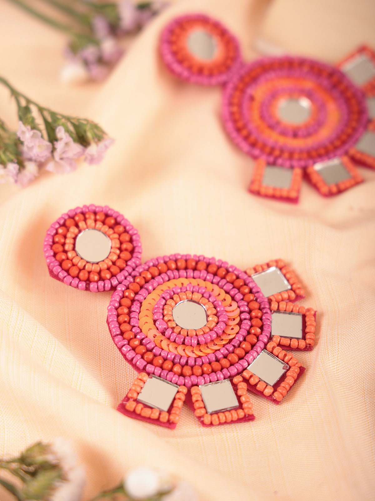 The Glossy Coral Abundance Earrings in Pink & Orange