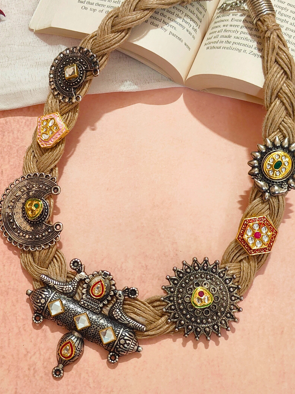 The Peacock In Jute Branch Necklace
