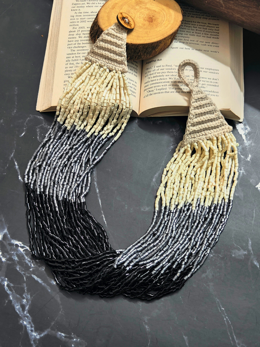 The Tripple Sundae Beaded Necklace in shades of black