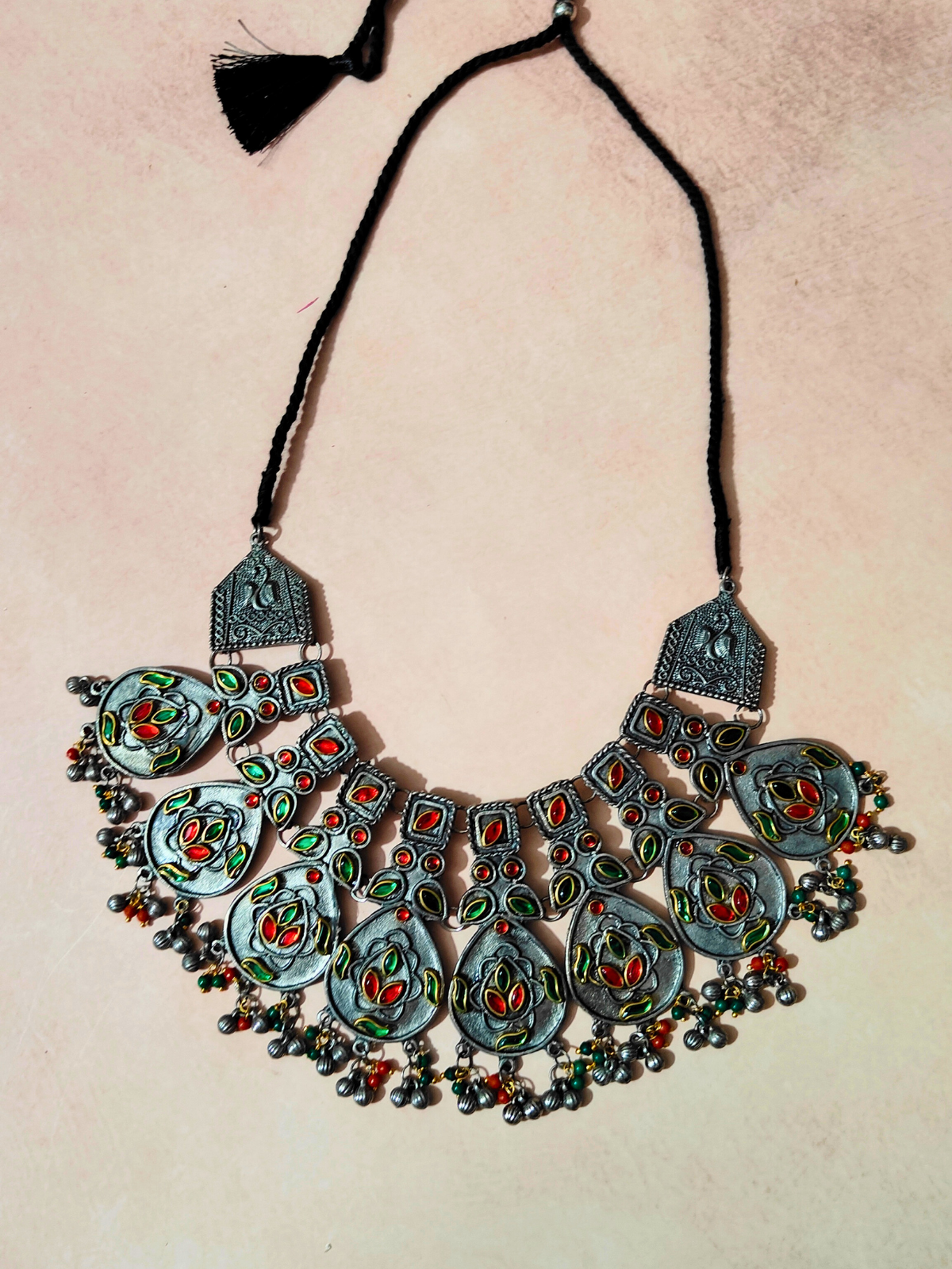 The Margaric Necklace Set with Red & Green Stone