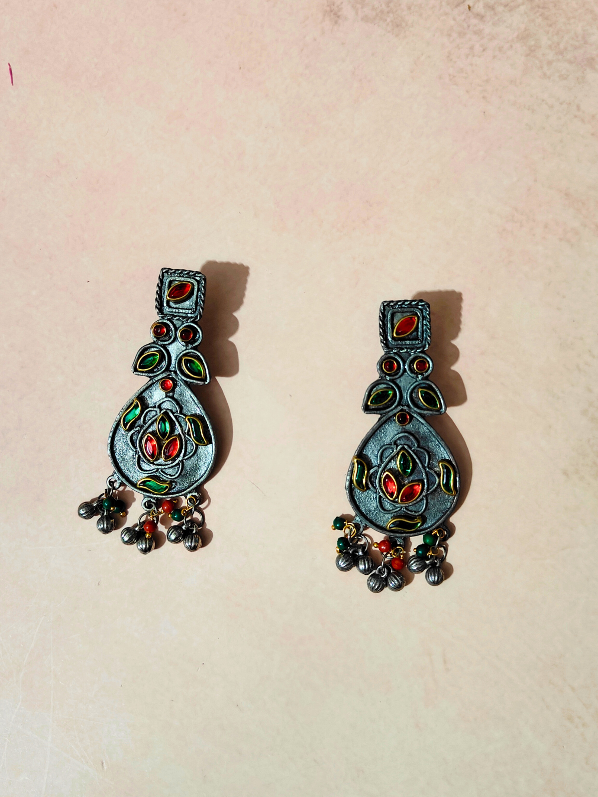The Margaric Necklace Set with Red & Green Stone