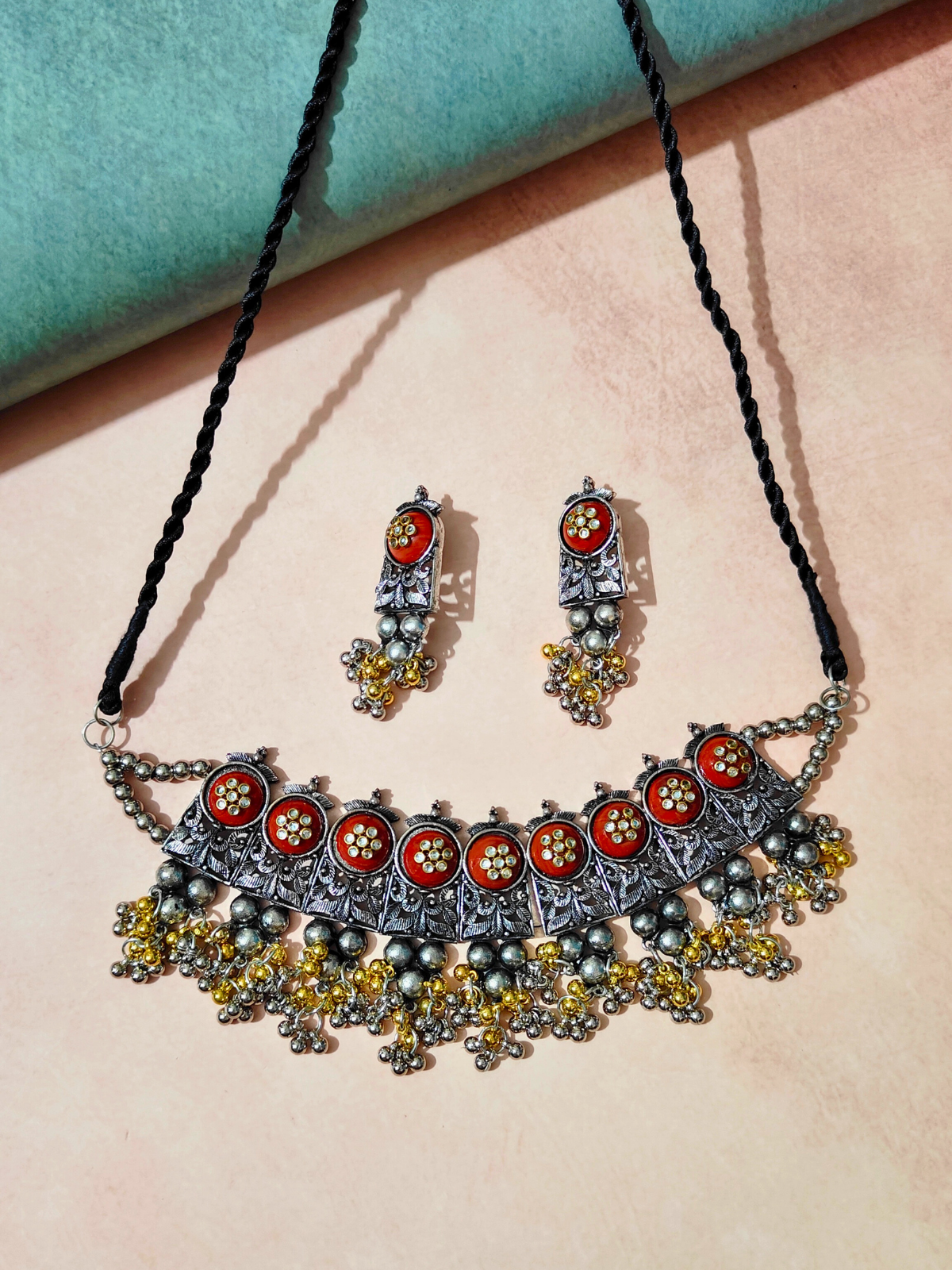 The Cutesy Globule Choker Set with Red Stone