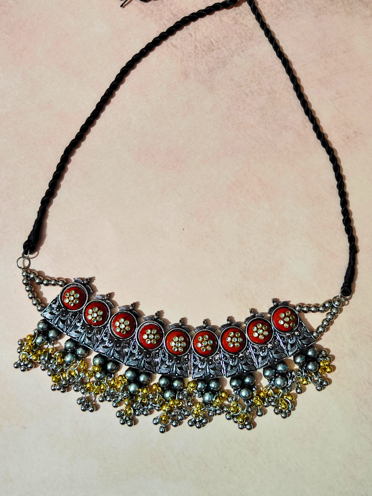 The Cutesy Globule Choker Set with Red Stone