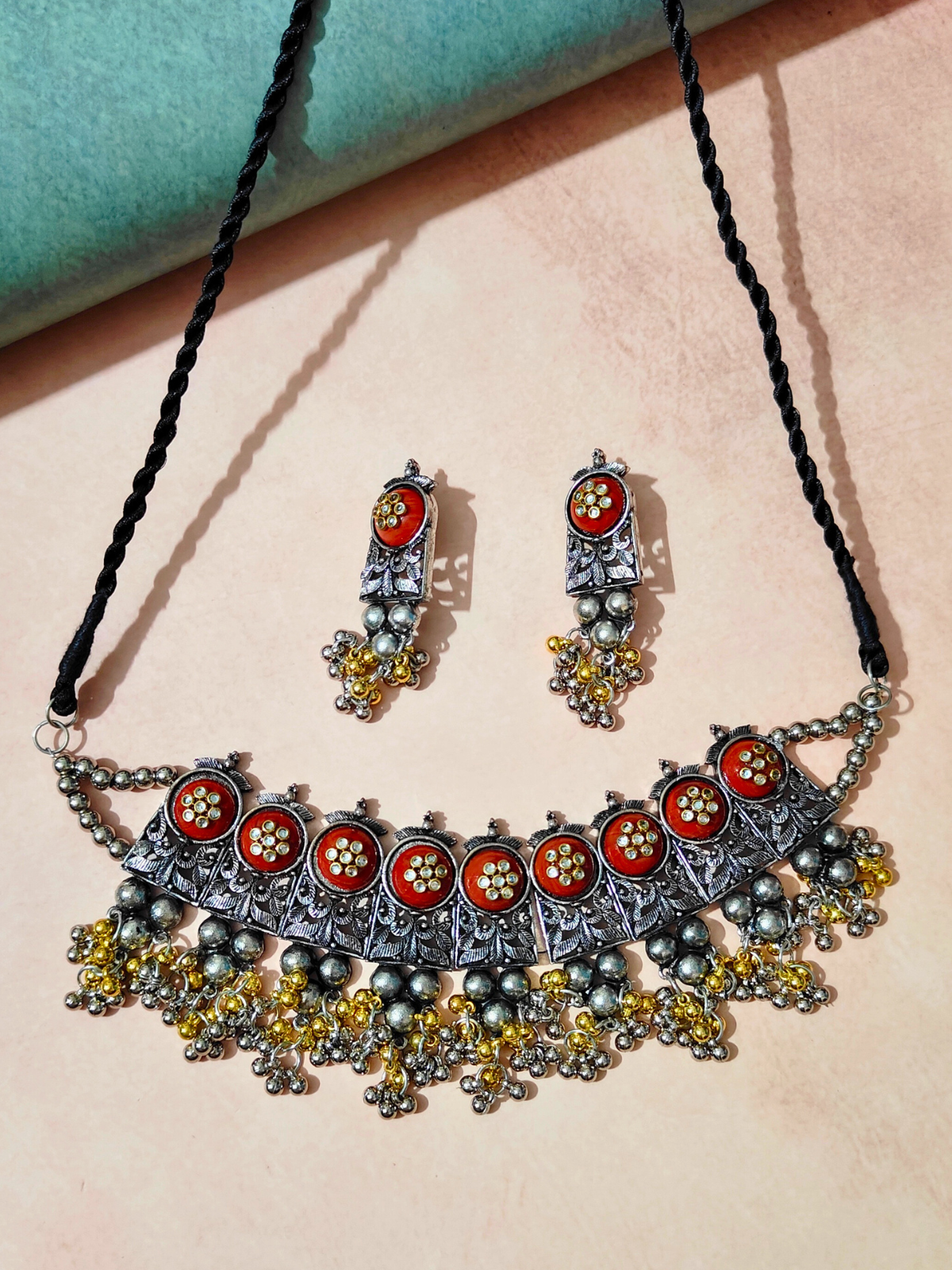 The Cutesy Globule Choker Set with Red Stone