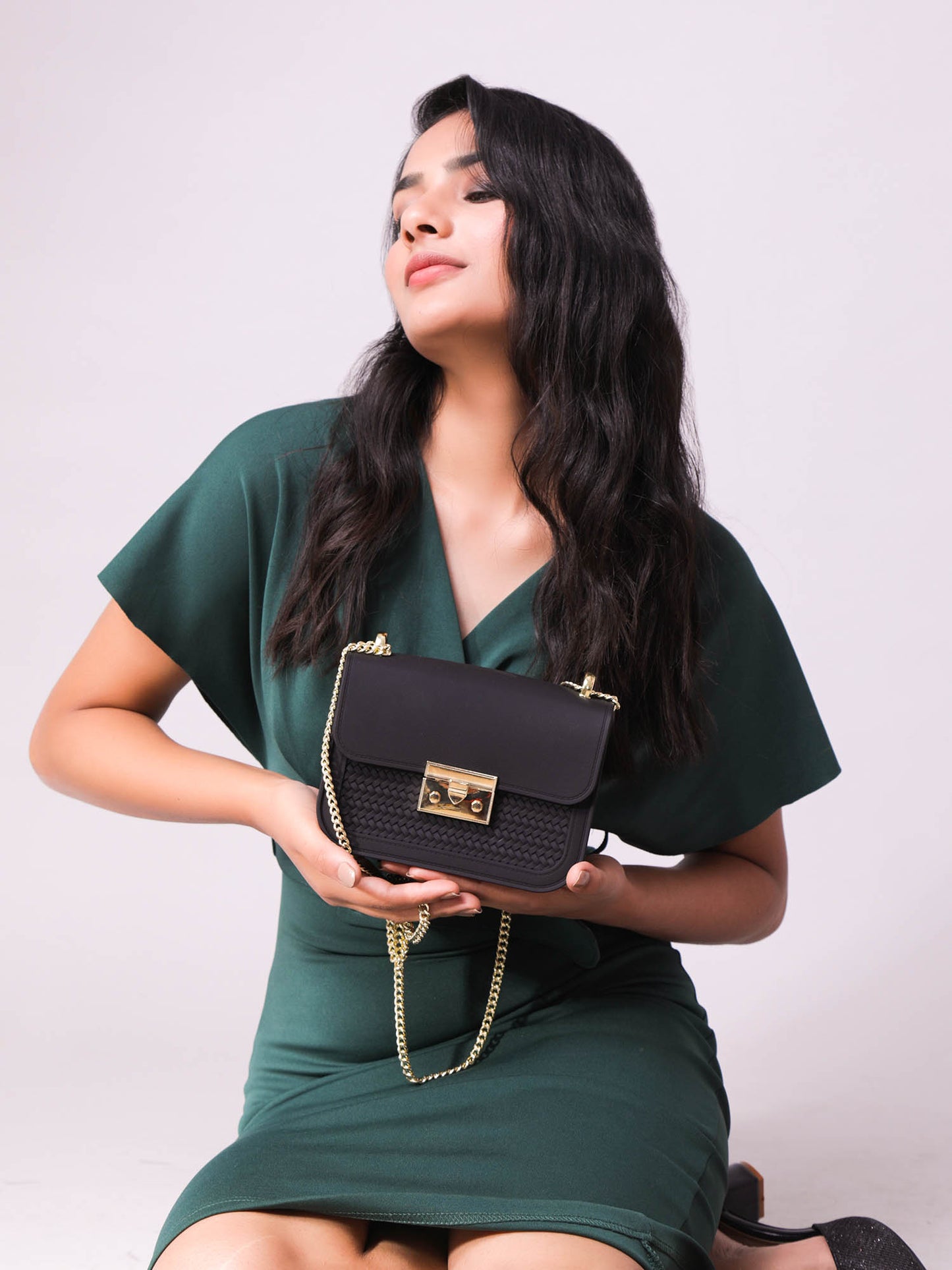 The Wavey Patch Black Sling Bag