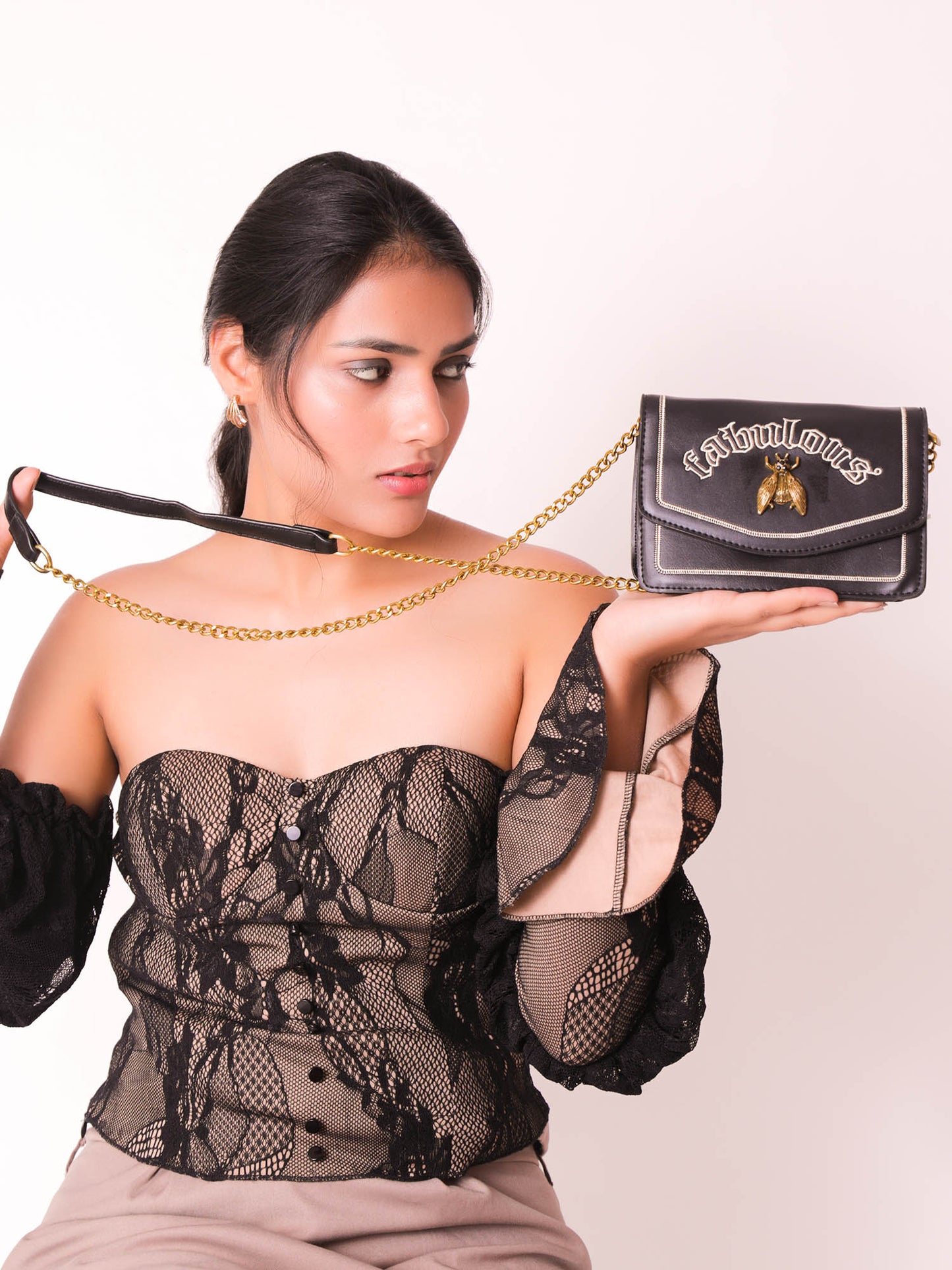 The Fabulous Queen Bee Black Sling Bag