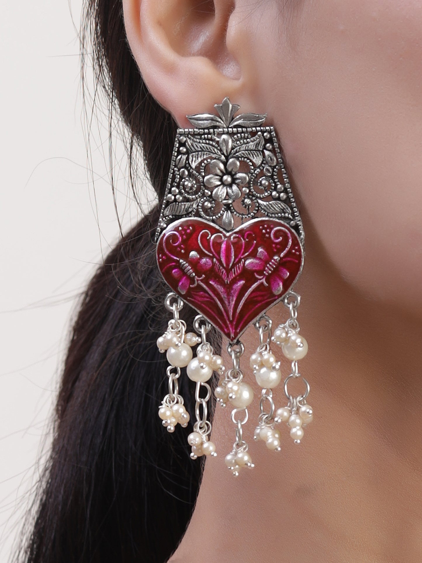 The Aster Mulberry Meena Choker Set in Magenta