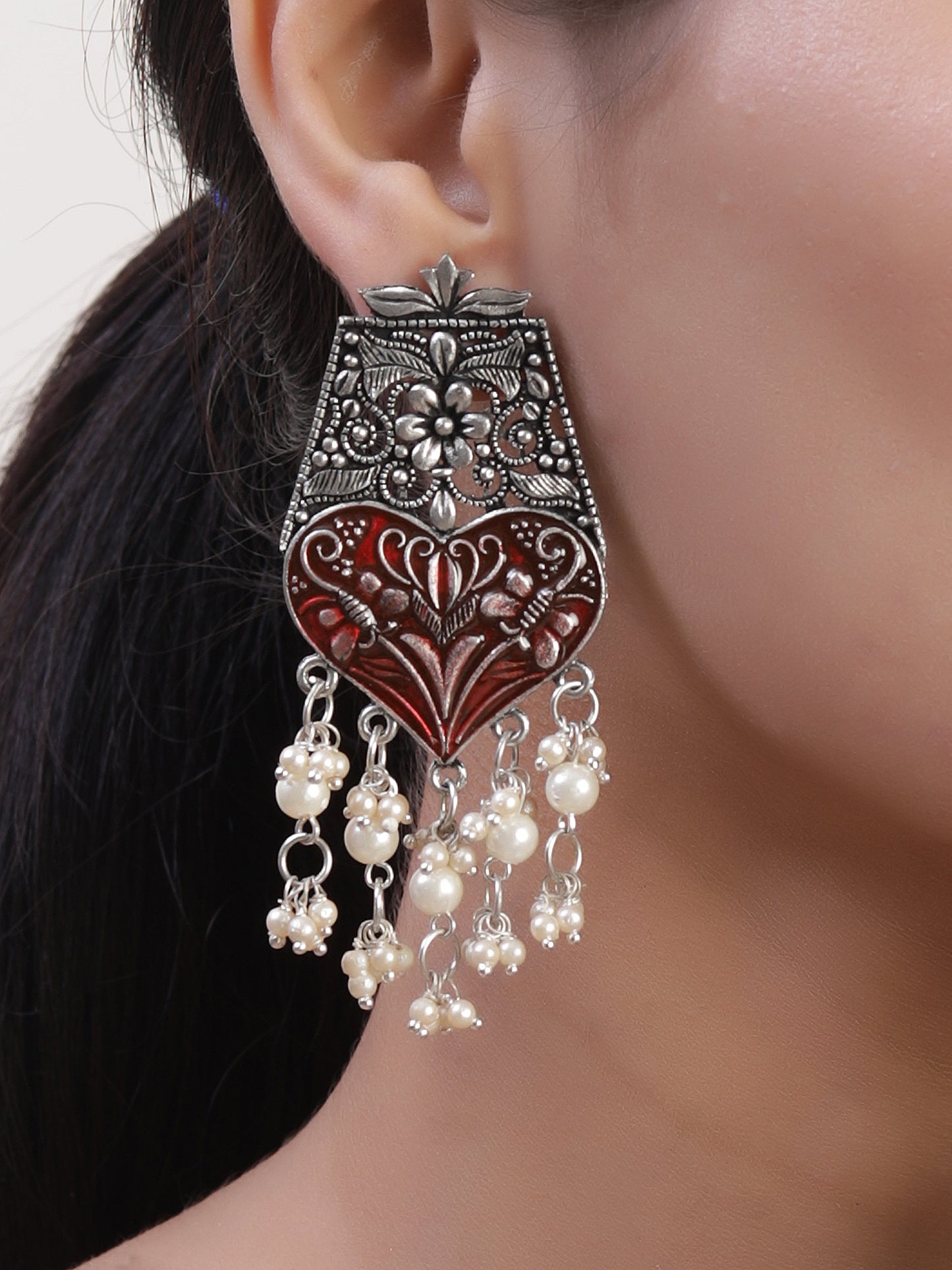 The Aster Mulberry Meena Choker Set in Red