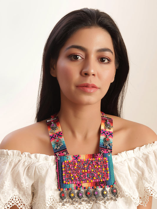 The Boho Pixelated Necklace Set in Multicolor