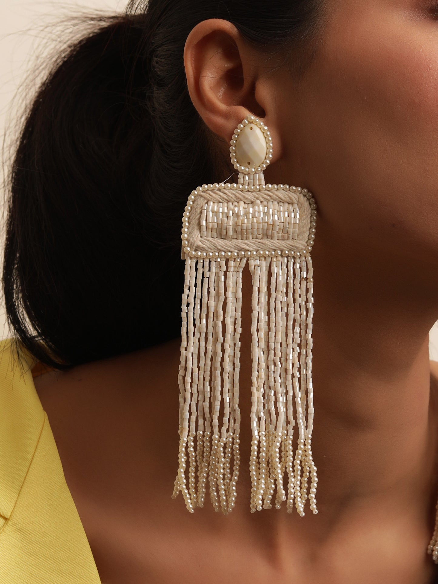 The Jelly Frills Beaded Earrings in White