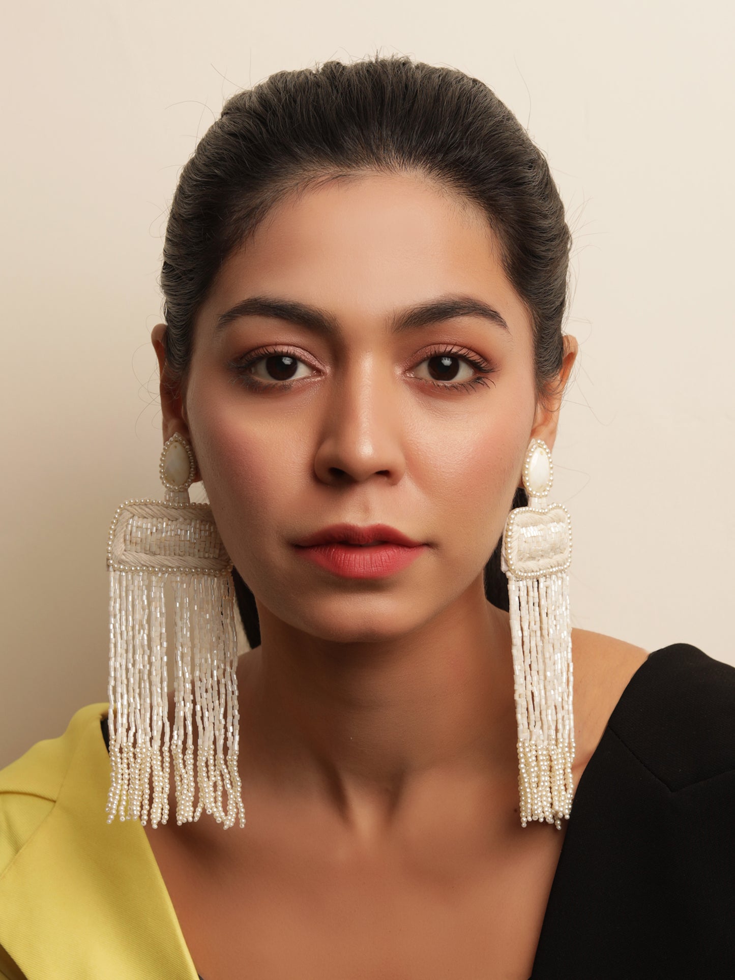 The Jelly Frills Beaded Earrings in White