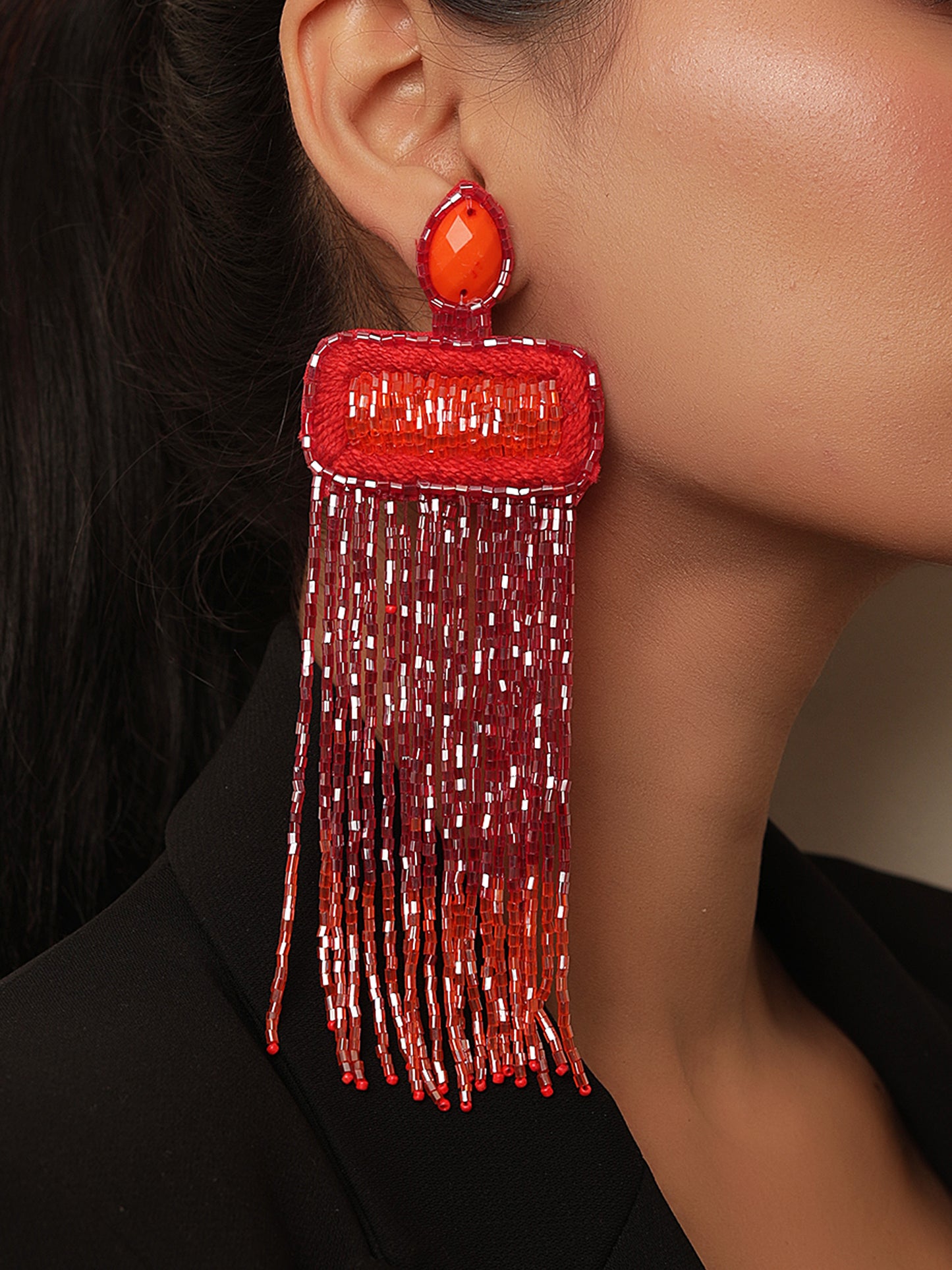 The Jelly Frills Beaded Earrings in Shades of Orange