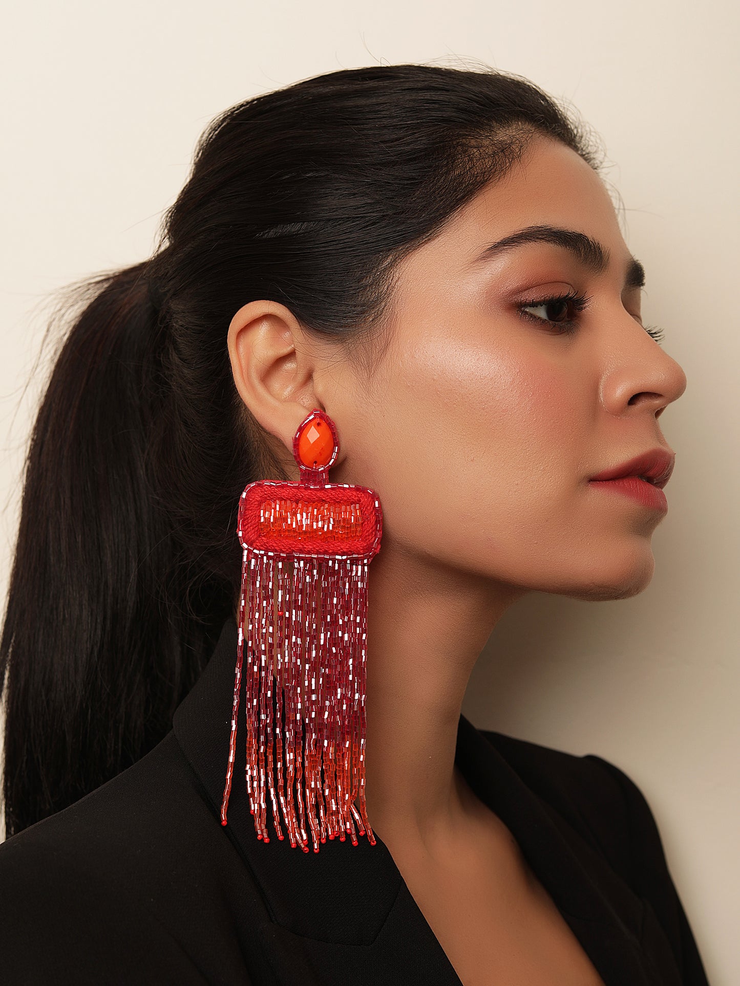 The Jelly Frills Beaded Earrings in Shades of Orange