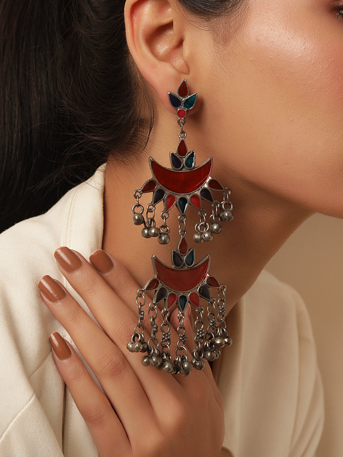 The Riveting Double Crescendo Meena Earrings