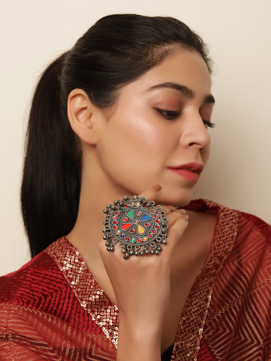 The Color Droplet Afghani Adjustable Ring