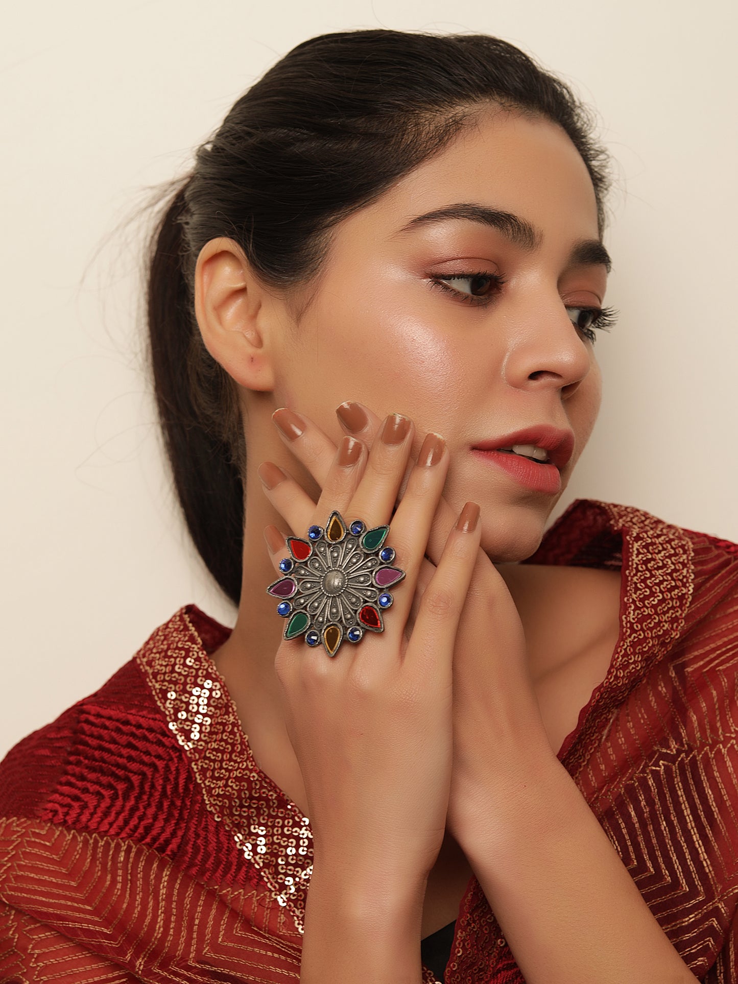 The Artistic Gem Afghani Adjustable Ring