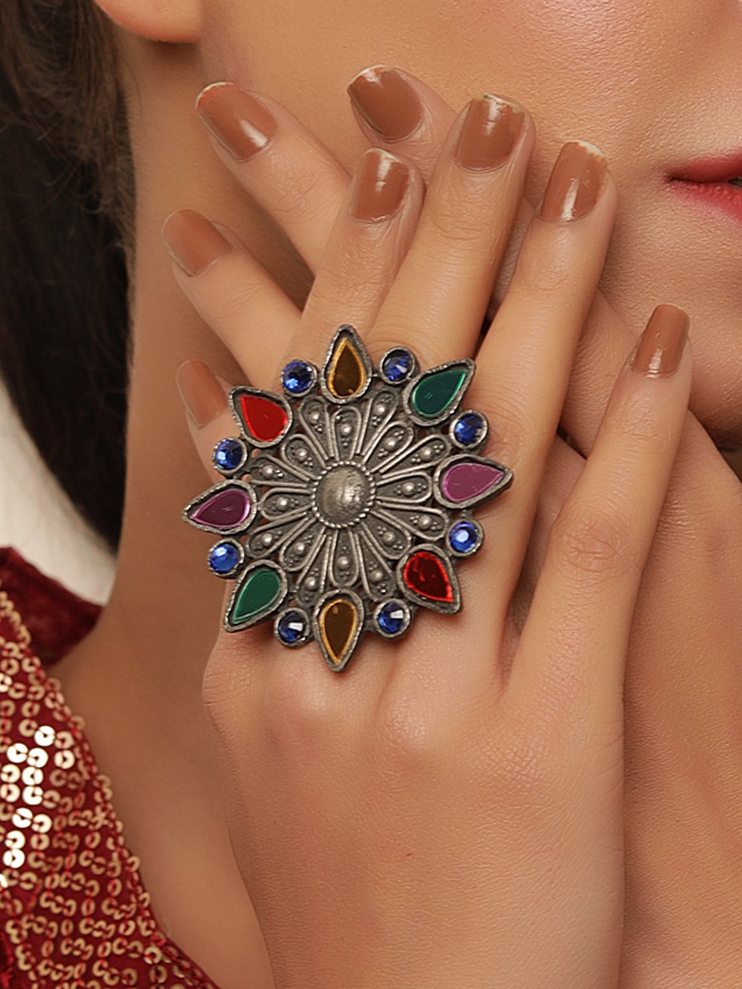 The Artistic Gem Afghani Adjustable Ring