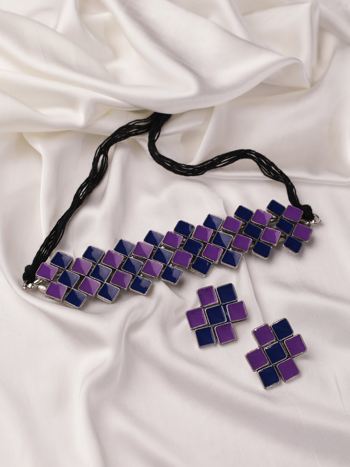 The Aquila Meena Choker Set in Blue & Purple