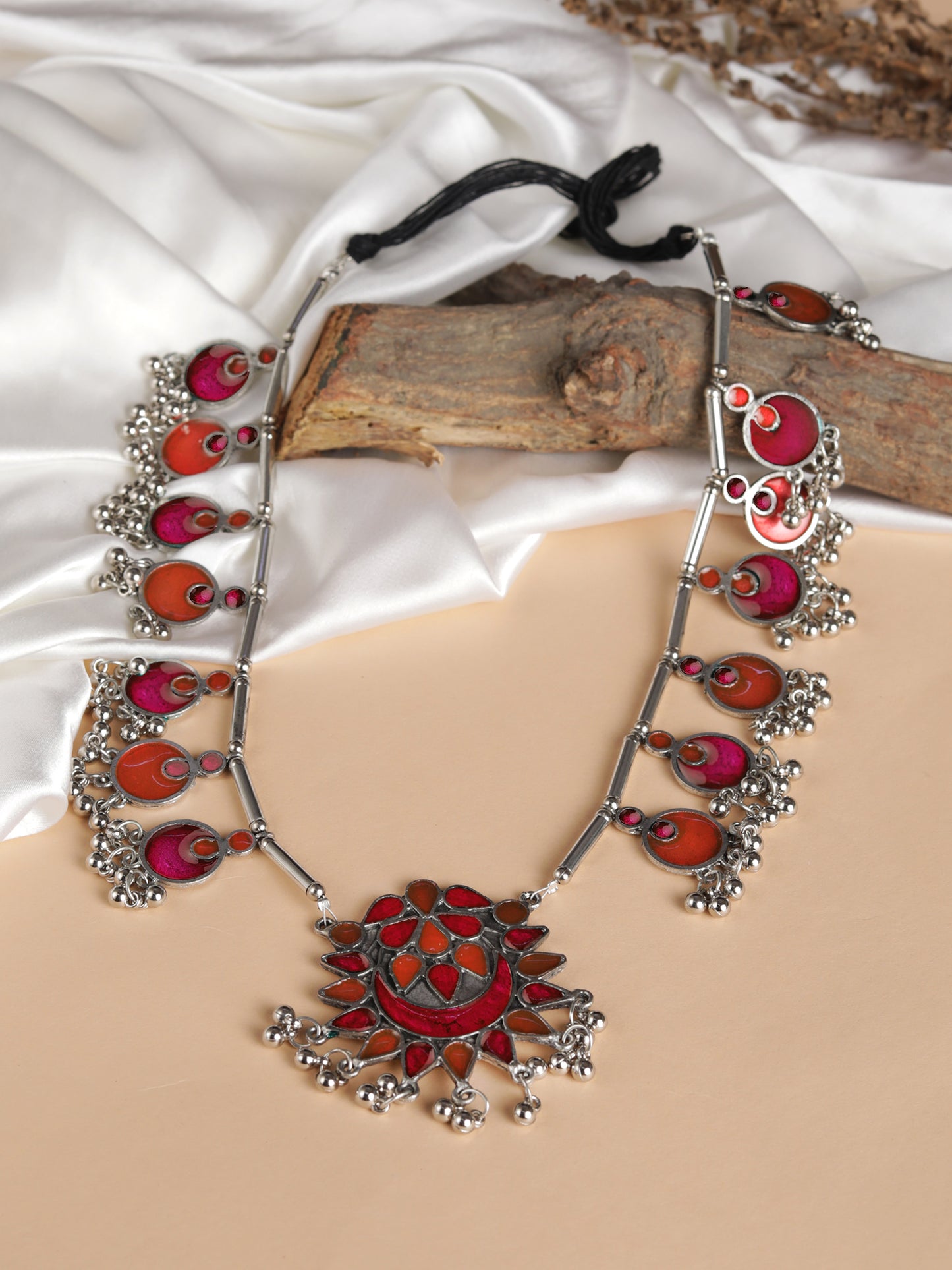 The Auriga Meenakari Necklace in Pink & Orange