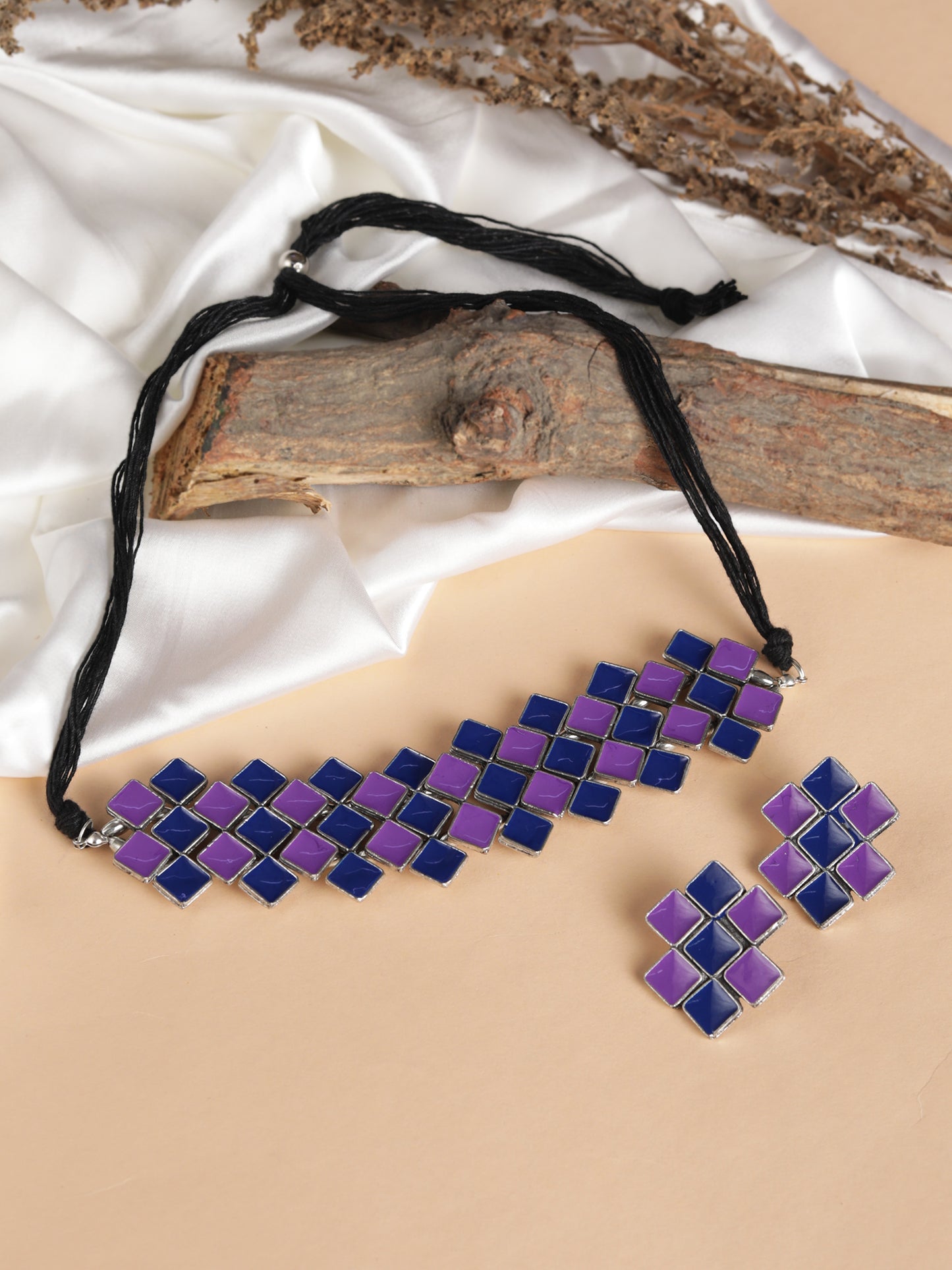 The Aquila Meena Choker Set in Blue & Purple