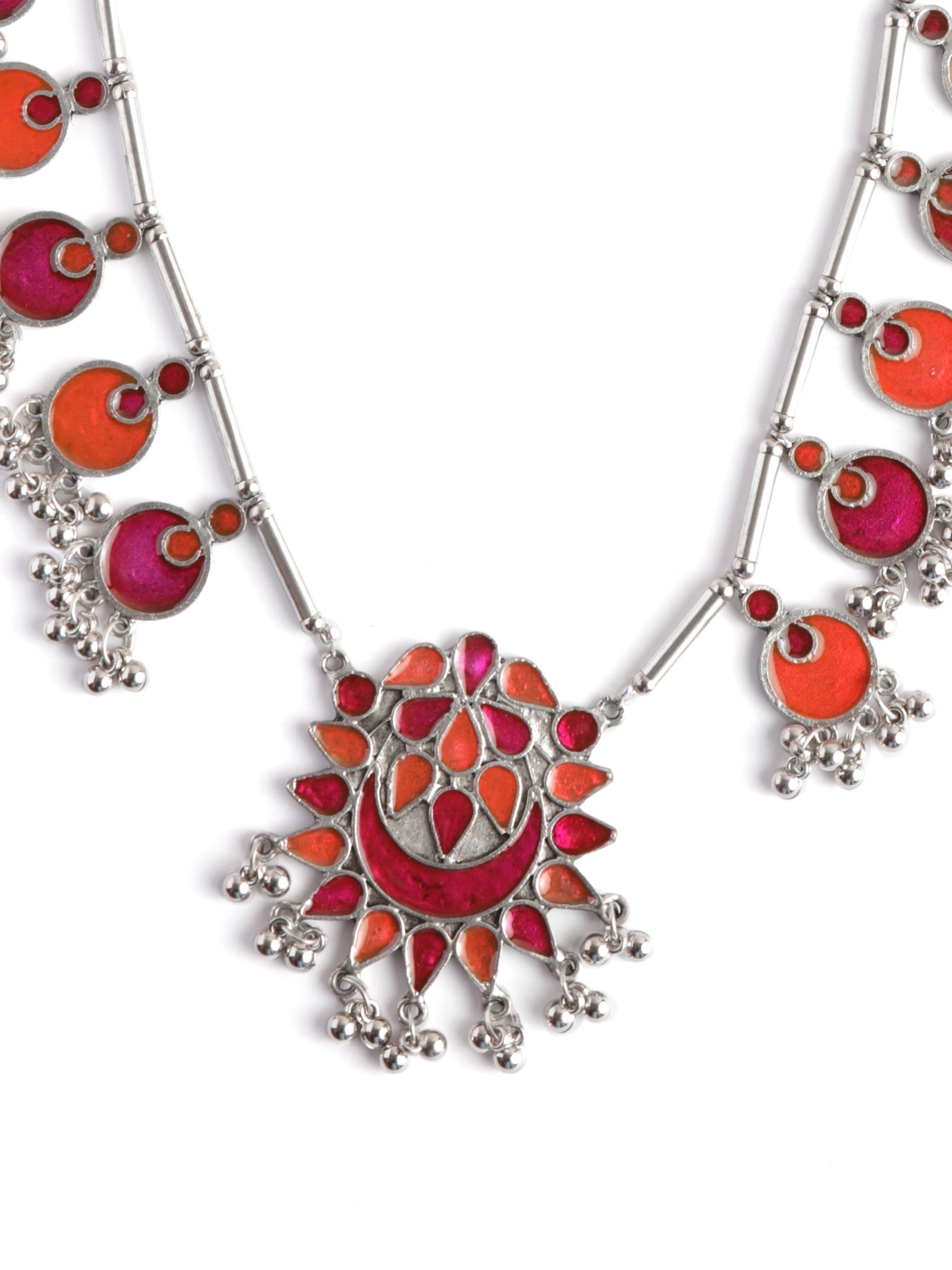 The Auriga Meenakari Necklace in Pink & Orange