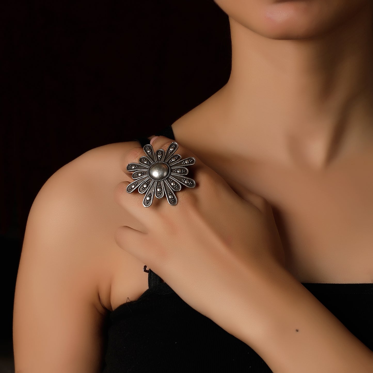 The Lily Silver Look Alike Brass Ring