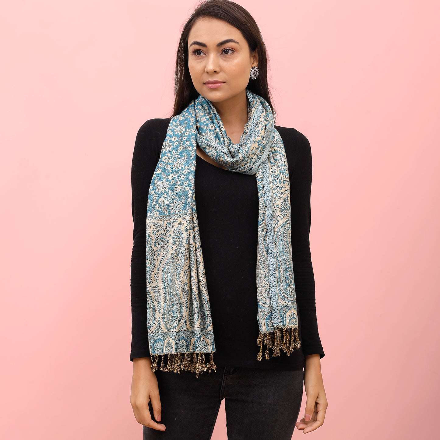 The Sultani Art Reversible Stole in Green