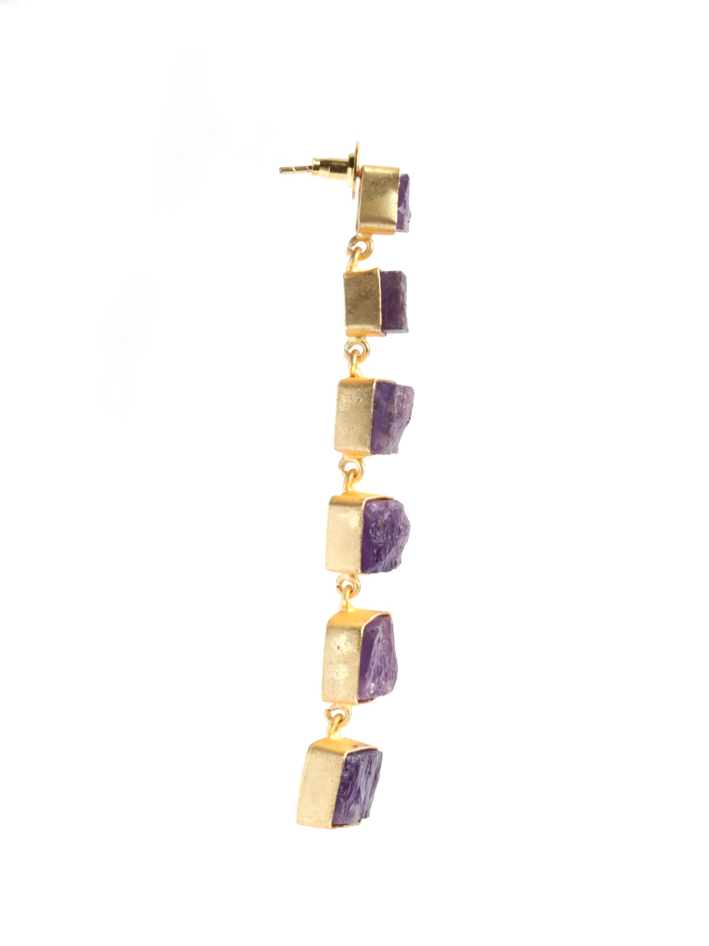 The Squared Sheesh Amethyst Earrings