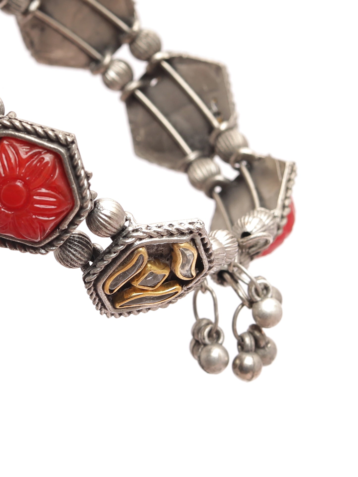 The Sassy Kundan Biscuit Bracelet with Red Stone