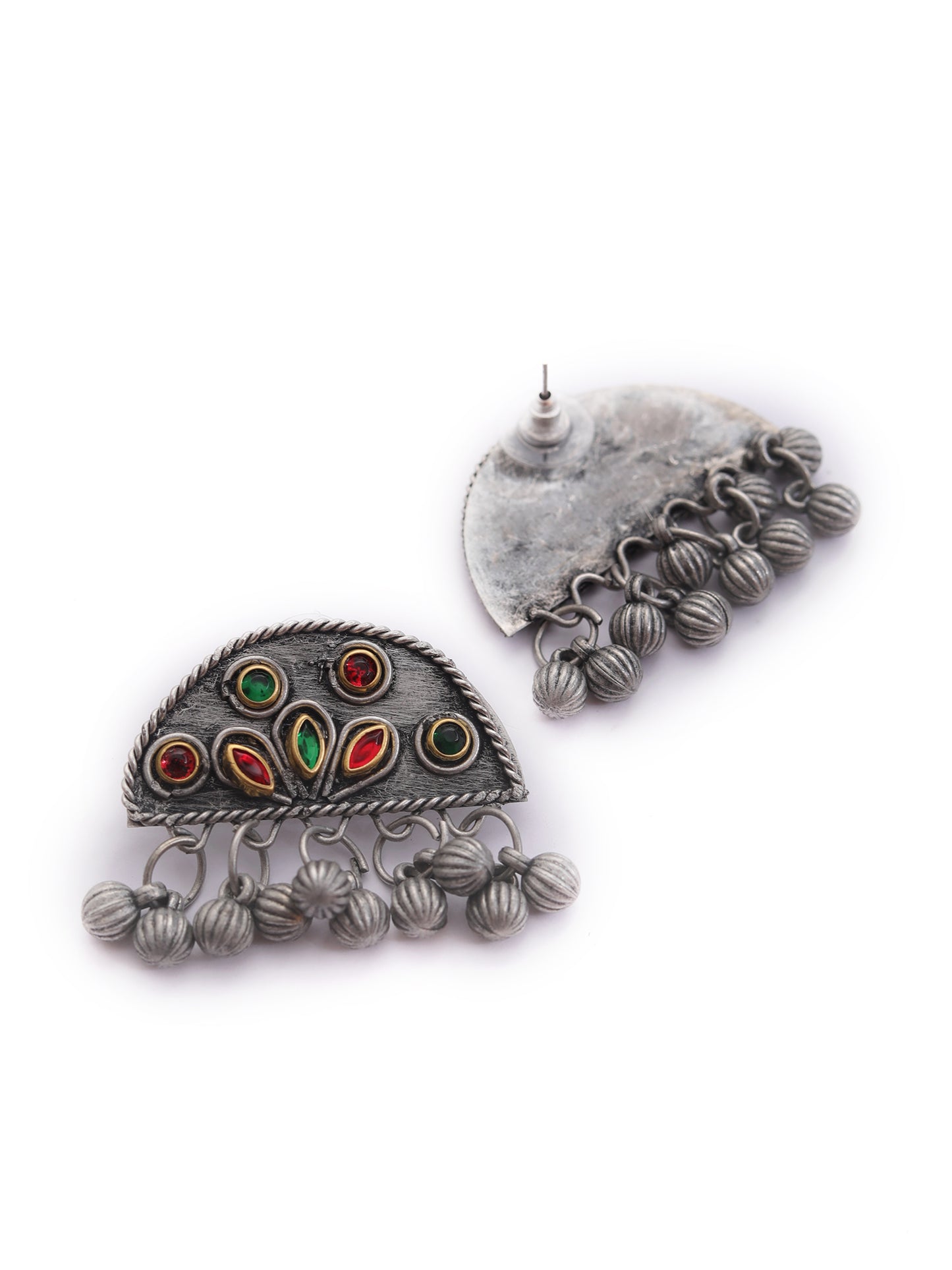 The Gutsy Metallic Trinky Heart Necklace Set in Green & Red Stone