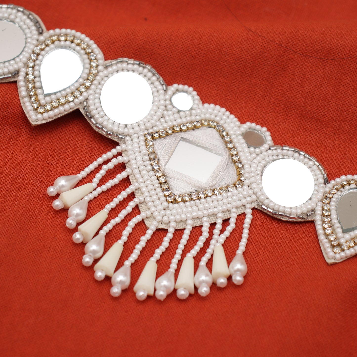 The Riveting Glassy White Beaded Choker