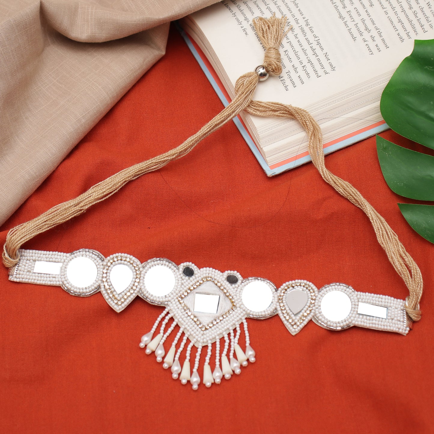 The Riveting Glassy White Beaded Choker