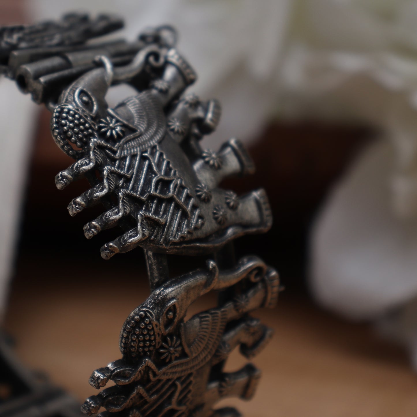 Antique Silver Finish Royal Safari Bangle