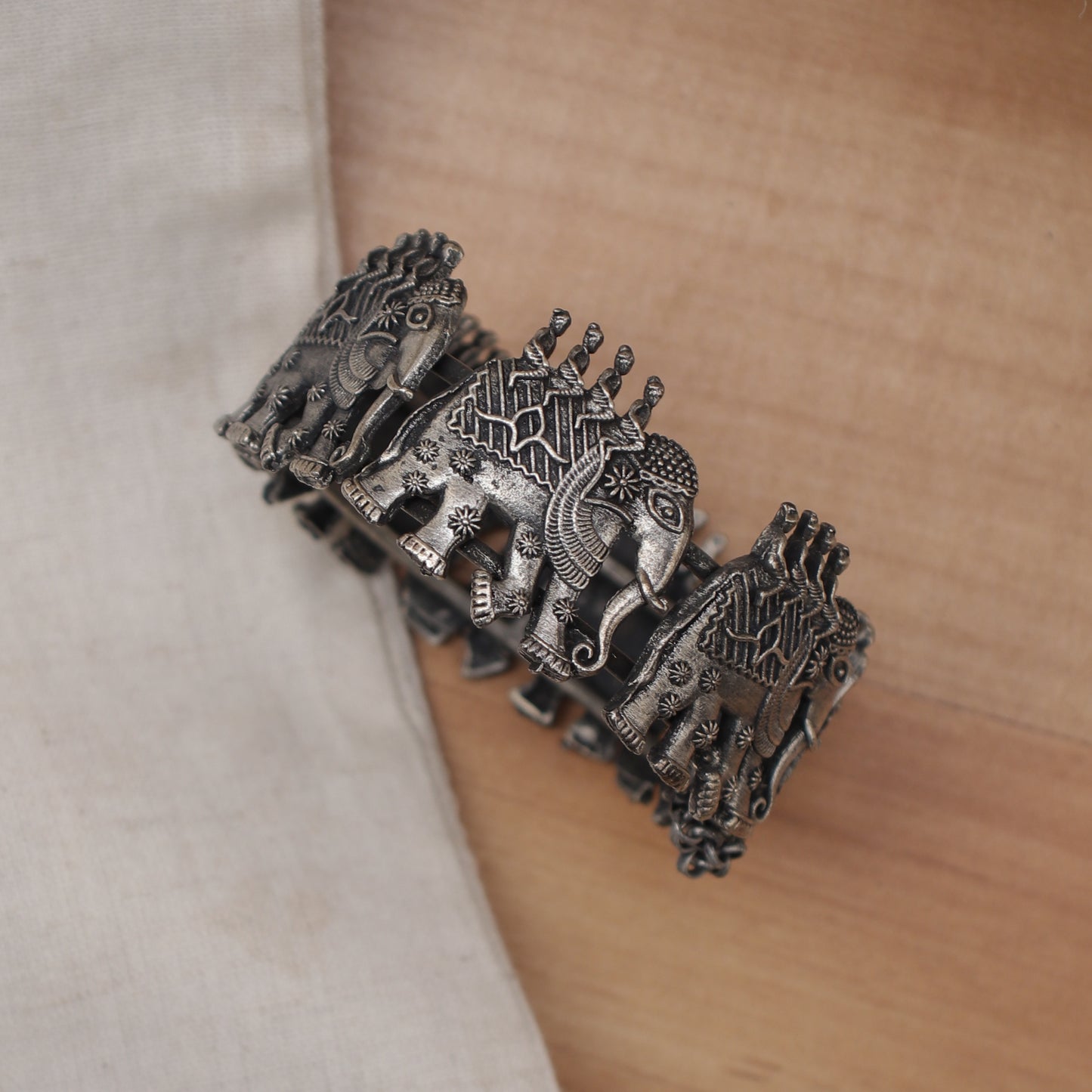 Antique Silver Finish Royal Safari Bangle