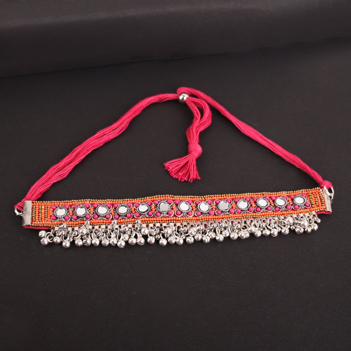 Necklace,The Splashy Pink & Orange Beaded Choker - Cippele Multi Store