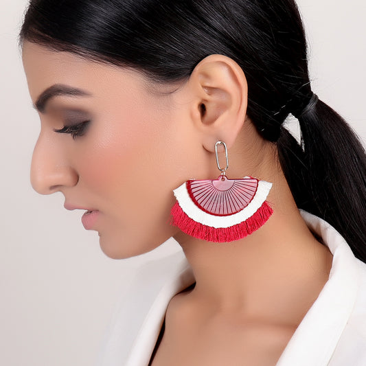 Earrings,Red Tassel Earrings - Cippele Multi Store